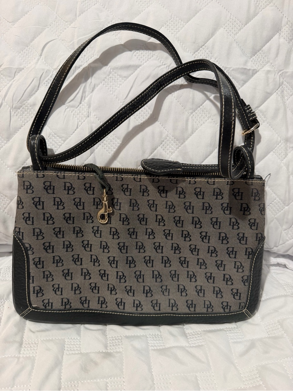 Dooney & Bourke Black and Gray Monogram Crossbody Bag